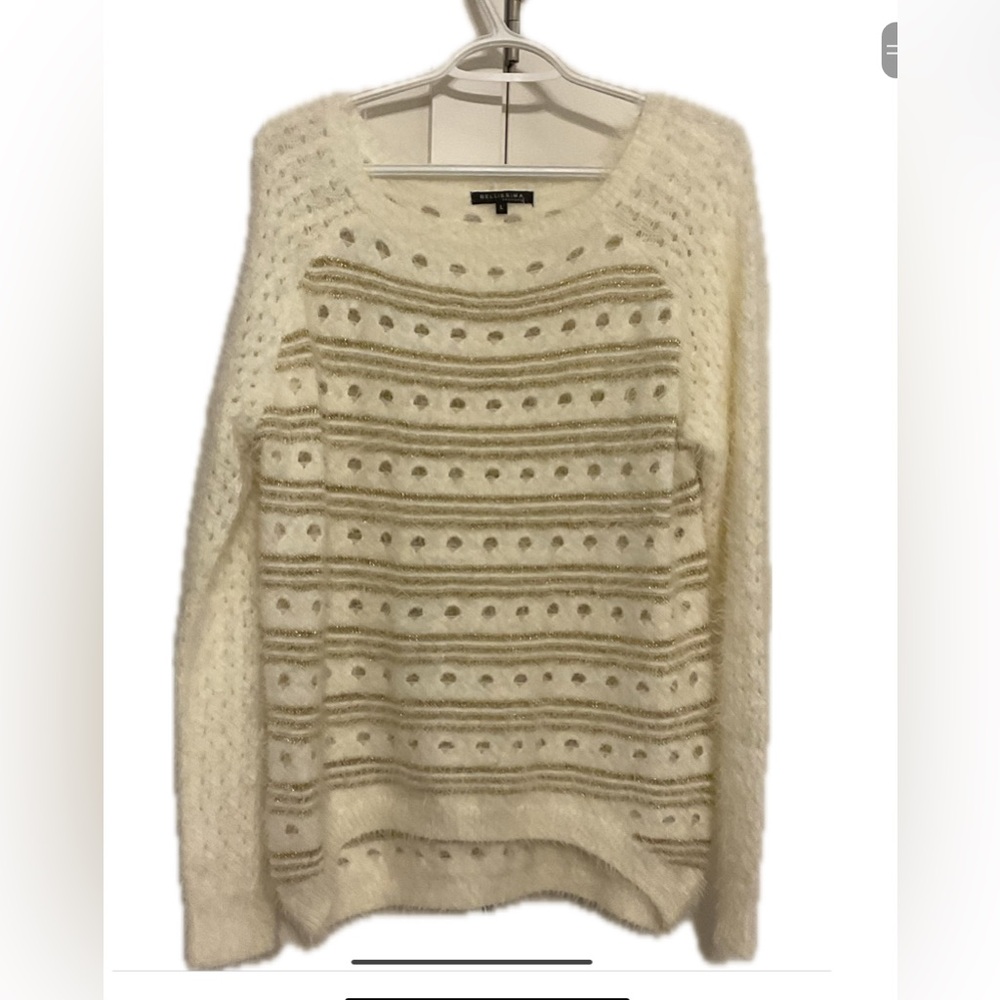 Bellissima Cream and Gold Eyelash Metallic Stripes Sand Pointelle cutouts.
